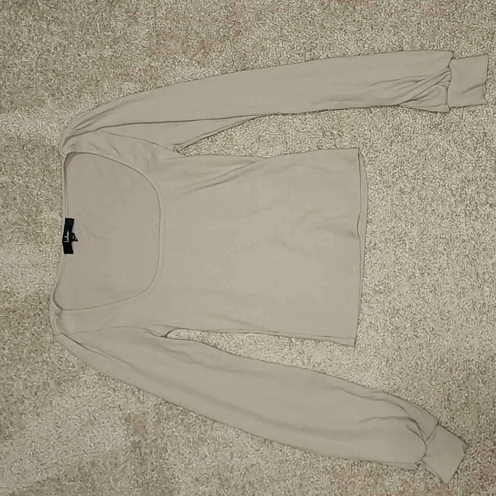 Lulus Iconic Charisma Beige Ribbed Balloon Sleeve Top - Picture 2 of 5
